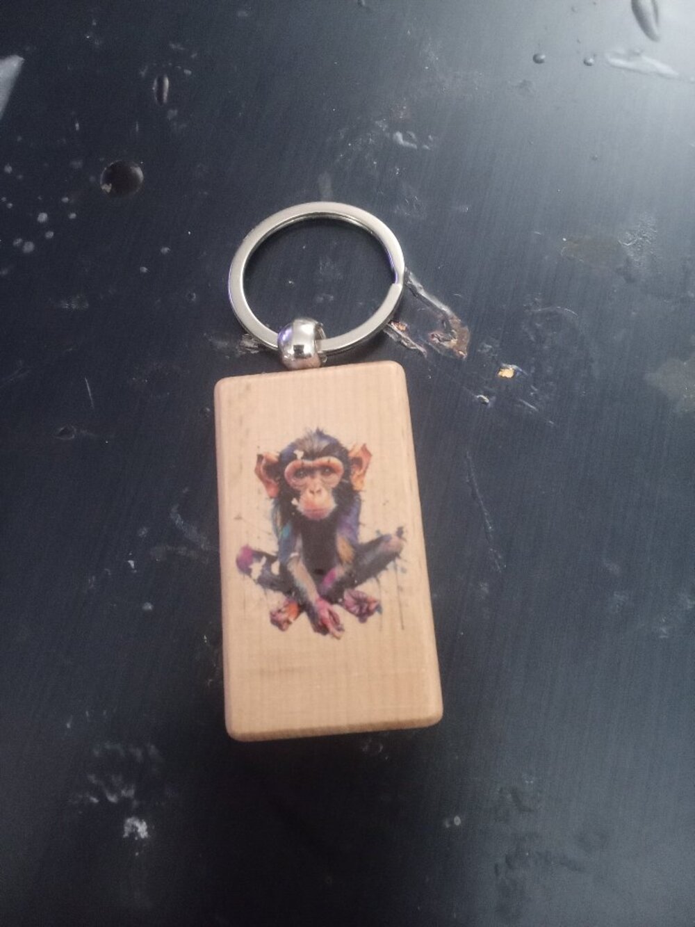 Handmade Monkey Wooden Keychain